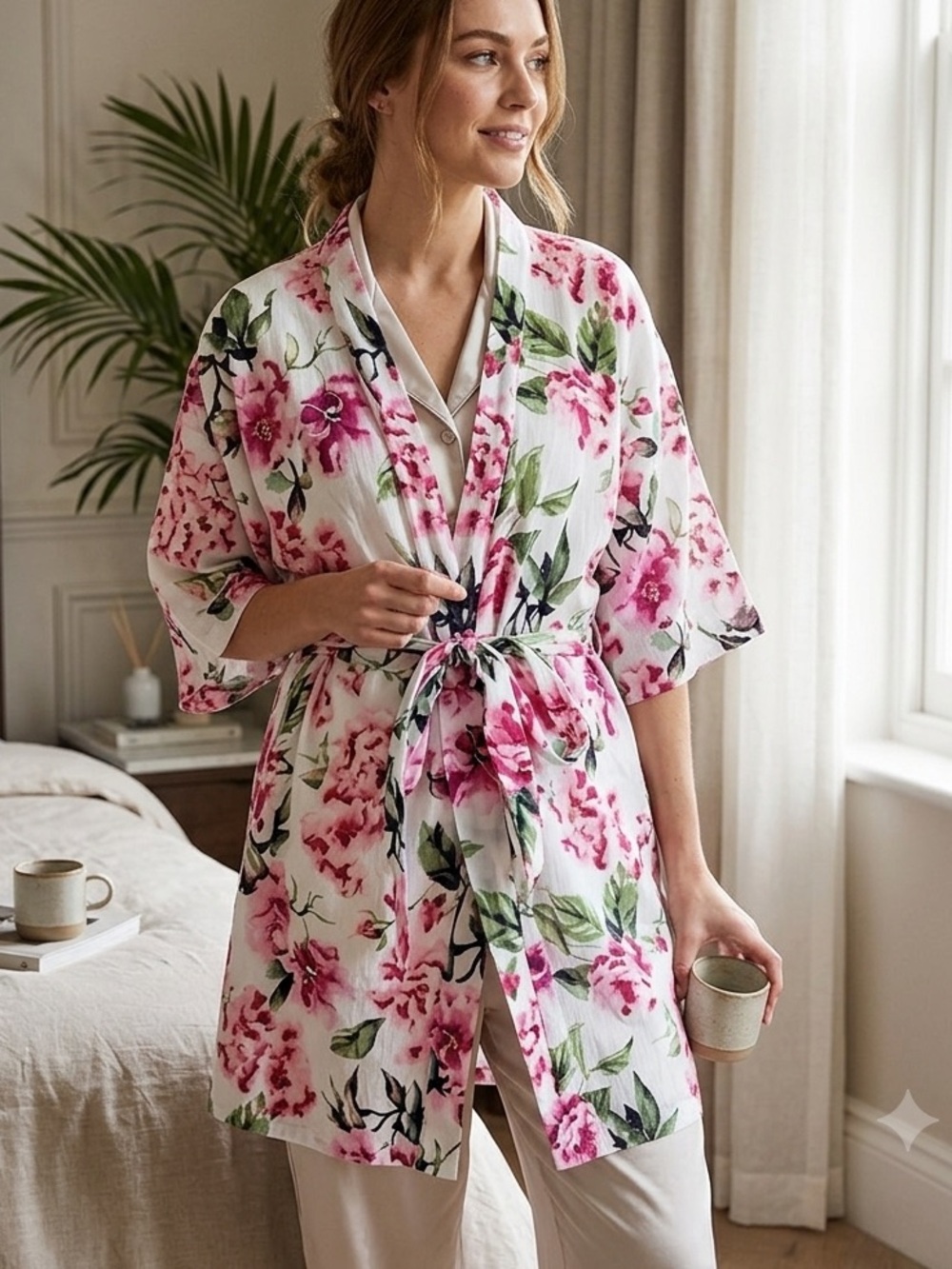 Show Me Your Mumu Floral Robe‎ One Size Pink Blue Green Short Kimono Feminine